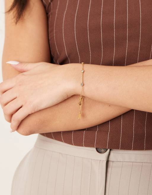 Lost Souls - Bracciale in acciaio inossidabile placcato in oro 18 carati con cristalli