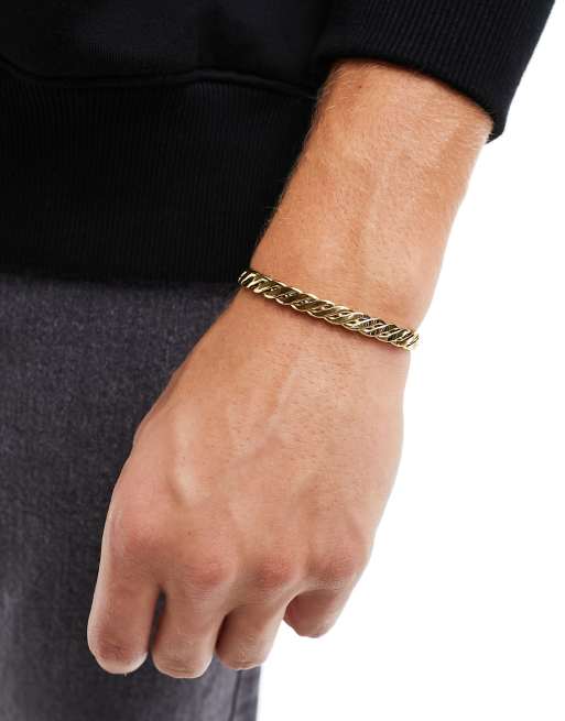 Lost Souls - Bracciale rigido in acciaio inossidabile color oro intrecciato