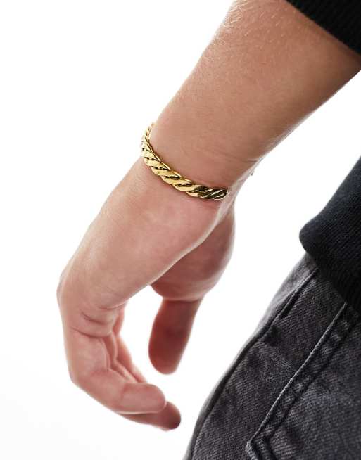 Lost Souls - Bracciale rigido in acciaio inossidabile color oro intrecciato, 4 di 4