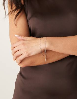 Lost Souls - Bracelet chaîne multi-rangs en acier inoxydable avec maillons satellite - Argenté