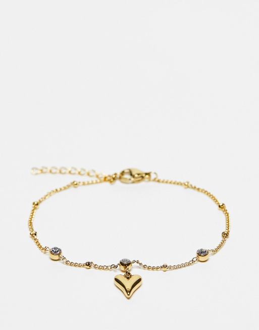 Lost Souls - Bracelet en acier inoxydable avec charm cœur fondu - Doré