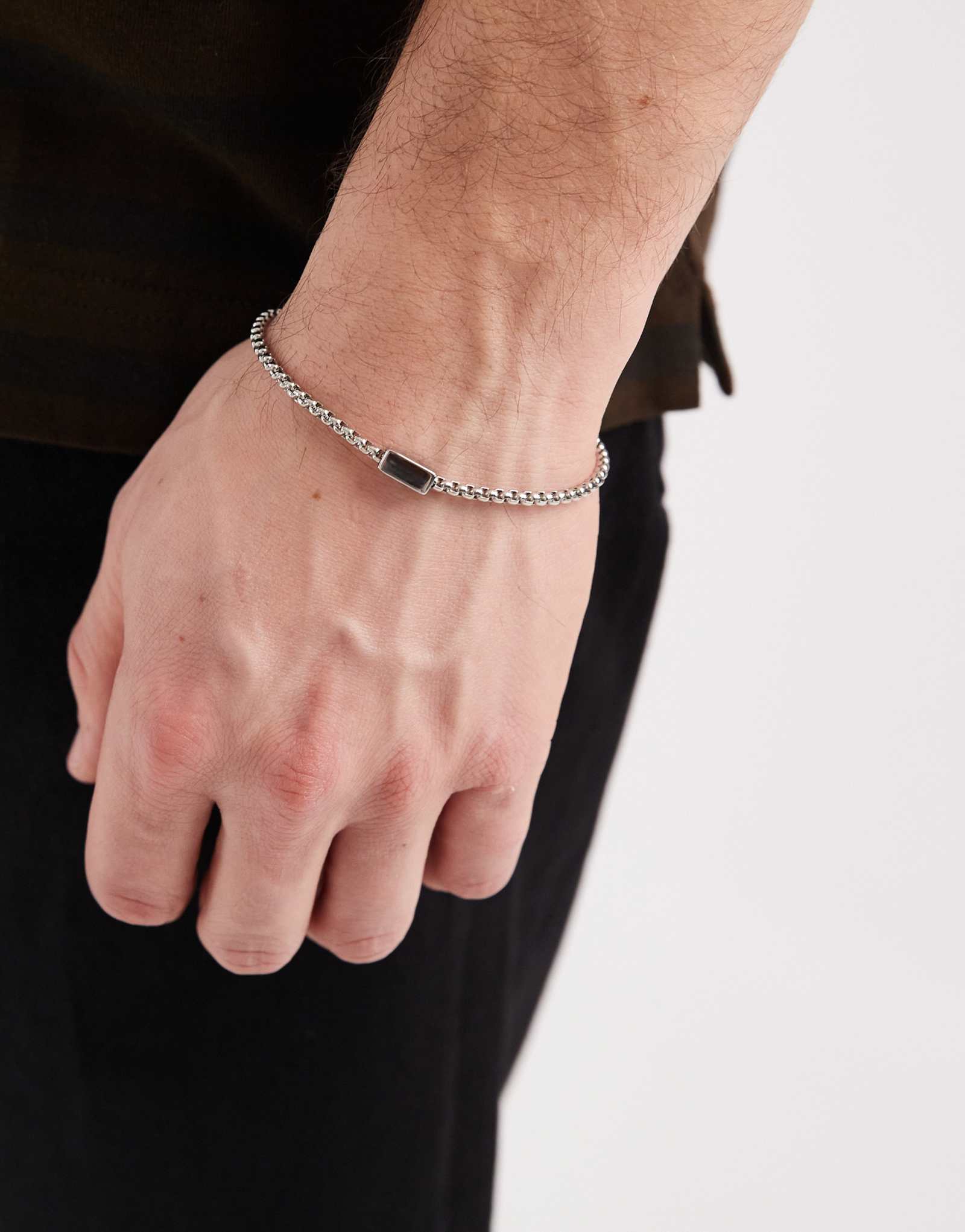 Браслет Lost Souls с прямоугольной подвеской из нержавеющей стали 