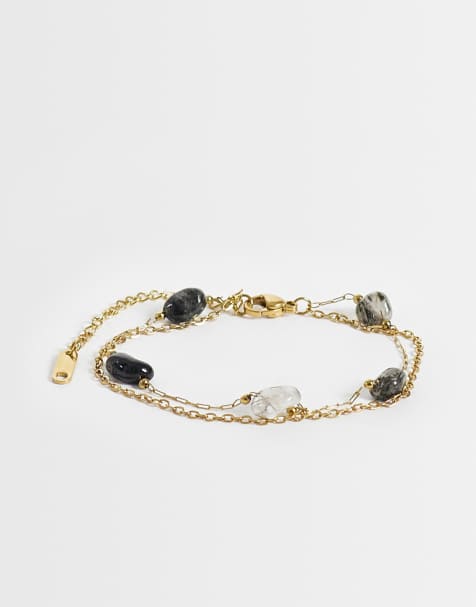 Lost Souls bracelets délicats en pierre en acier inoxydable plaqué or 18 carats - view 1