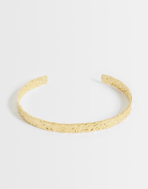 Lost Souls - brazalete fino martillado en acero inoxidable chapado en oro de 18 quilates - view 1