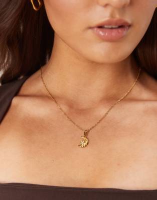 LOST SOULS Lost Souls celestial embellished pendant necklace in 18ct gold plated stainless steel