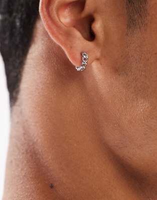 LOST SOULS Lost Souls chain huggie earrings in stainless steel-Silver