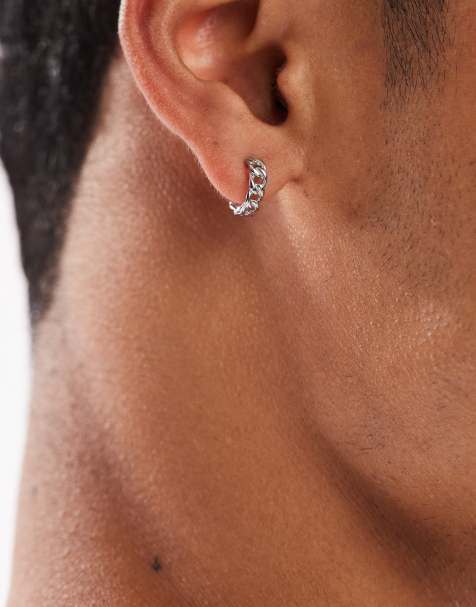 Lost Souls chain huggie earrings in stainless steel - view 1