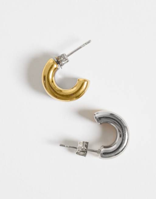 Lost Souls chubby hoop earrings in mixed metal stainless steel, 4 of 4
