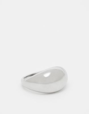 chunky dome ring in silver tone stainless steel
