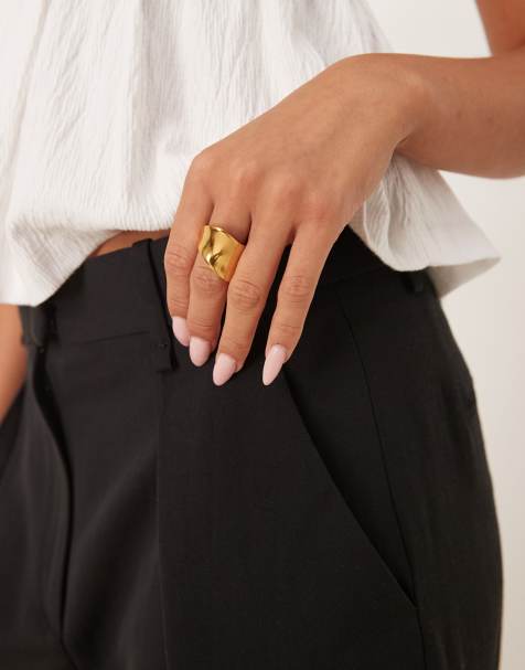 Lost Souls chunky molten ring in 18ct gold plated stainless steel - view 1