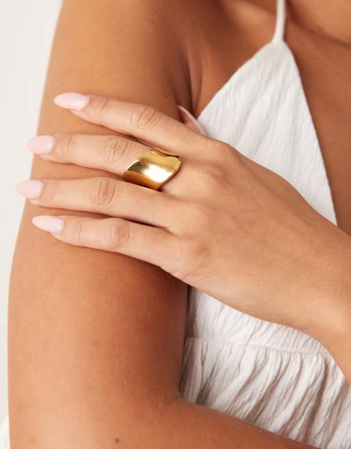 Lost Souls chunky molten ring in 18ct gold plated stainless steel