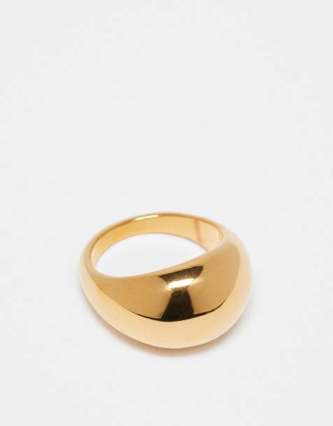 Lost Souls - Chunky ring med 18 karat guldbelægning og kuppeformet design i rustfrit stål - view 1