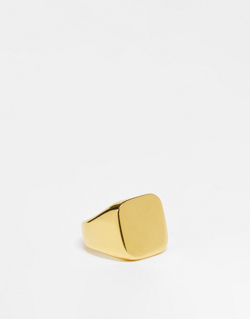 Lost Souls chunky square ring in gold stainless steel