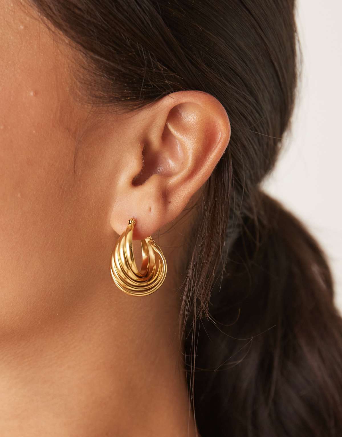 Lost Souls chunky twist hoop earrings in 18ct gold plated stainless steel