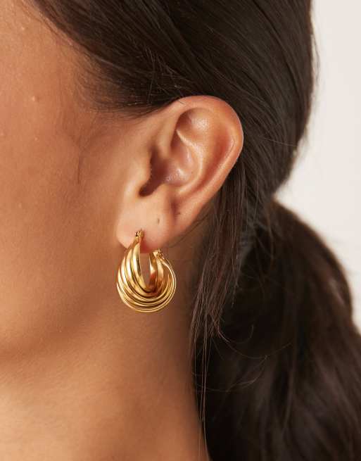 Lost Souls chunky twist hoop earrings in 18kt gold plated stainless steel