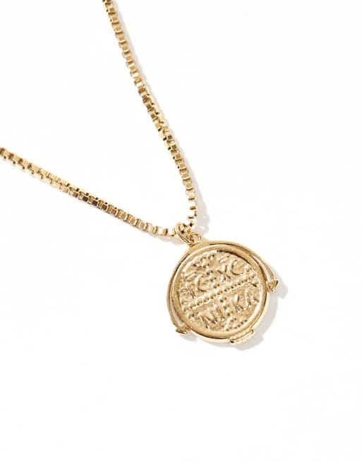 Lost Souls coin pendant necklace in 18k gold plated, 2 of 3