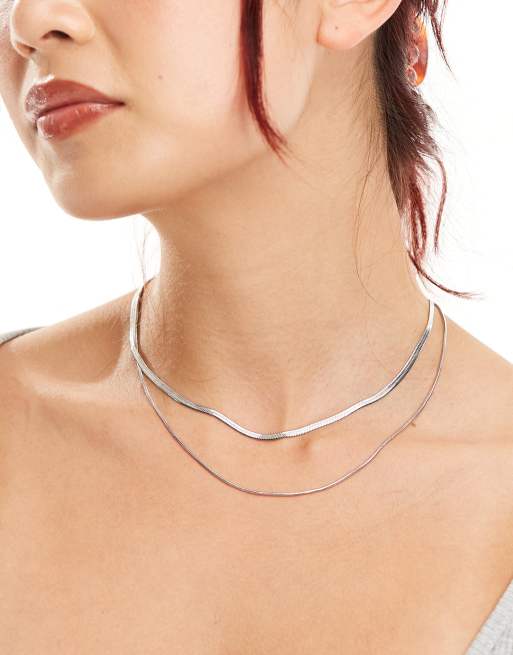 Lost Souls - Collana a catenina doppia in acciaio inossidabile color argento