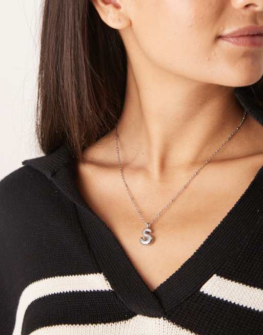 Lost Souls - Collana in acciaio inossidabile color argento con iniziale 