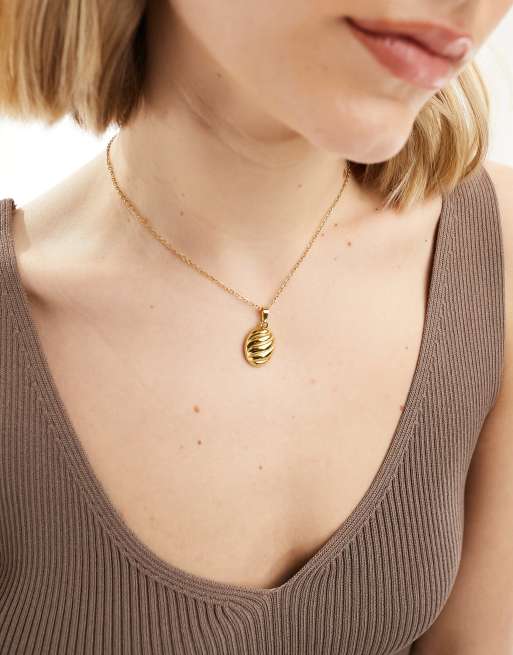 Lost Souls - Collana in acciaio inossidabile color oro con pendente a forma di onda