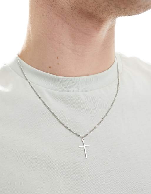 Lost Souls - Collana in acciaio inossidabile con pendente a croce sottile                 