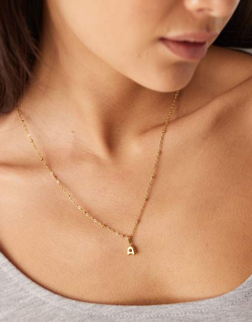 Lost Souls - Collana in acciaio inossidabile placcata oro 18 kt con iniziale 