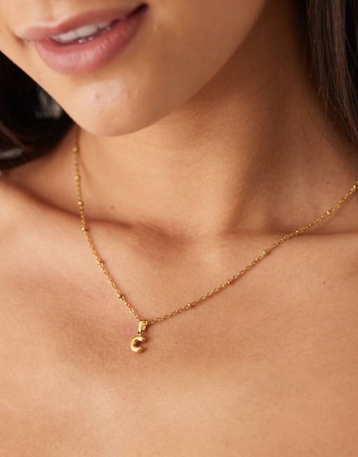 Lost Souls - Collana in acciaio inossidabile placcata oro 18 kt con iniziale 