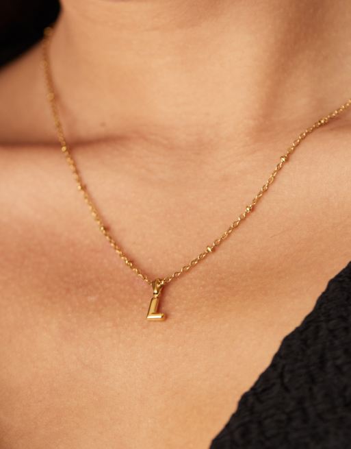Lost Souls - Collana in acciaio inossidabile placcata oro 18 kt con iniziale 