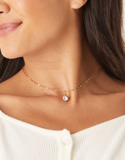 Lost Souls - Collana in acciaio inossidabile placcato oro 18 k con charm con cristallo grande - view 1