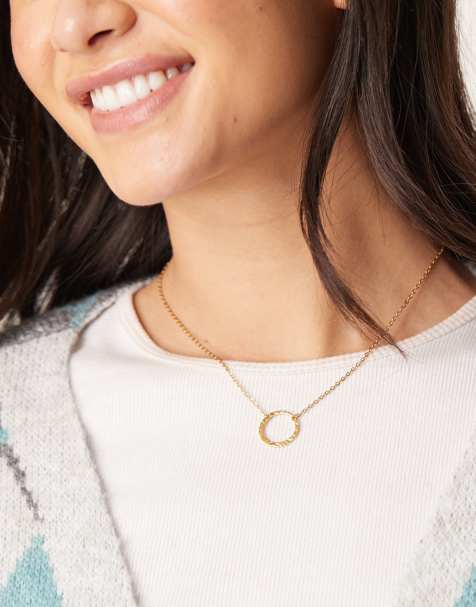 Lost Souls - Collana in acciaio inossidabile placcato oro 18 k con pendente circolare martellato - view 1