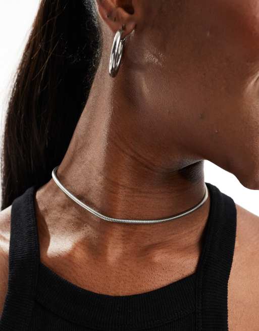 Lost Souls - Collier 38 mm en acier inoxydable en maille serpentine chunky - Argenté 