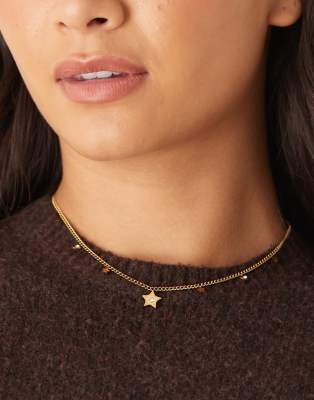 Lost Souls - Collier à charmes étoile en acier inoxydable plaqué or 18 carats-Doré