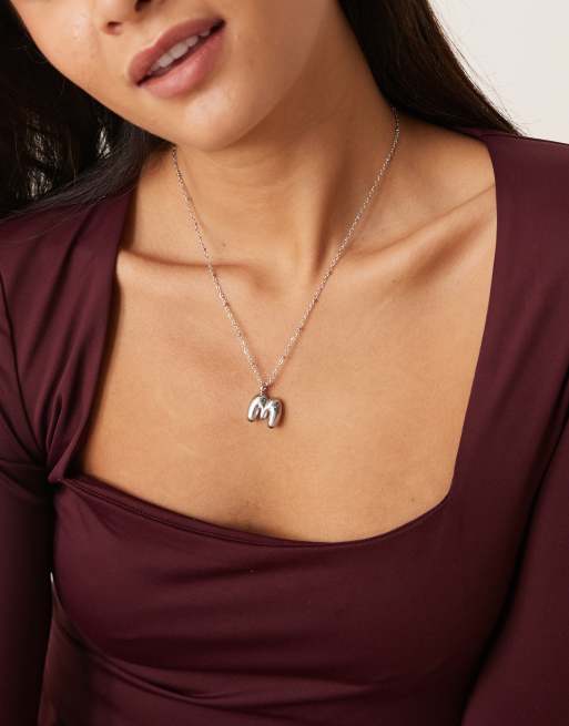 Lost Souls - Collier avec initiale M bombée en acier inoxydable