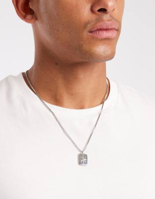 Lost souls - Collier avec médaille à étoile gravée en acier inoxydable-Argenté