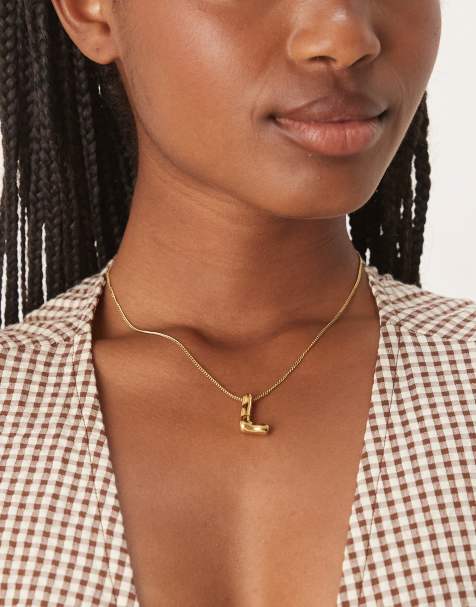 Lost Souls - Collier avec pendentif lettre L en acier inoxydable plaqué or 18 carats - view 1