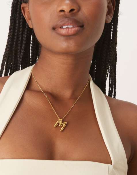 Lost Souls - Collier avec pendentif lettre M en acier inoxydable plaqué or 18 carats - view 1