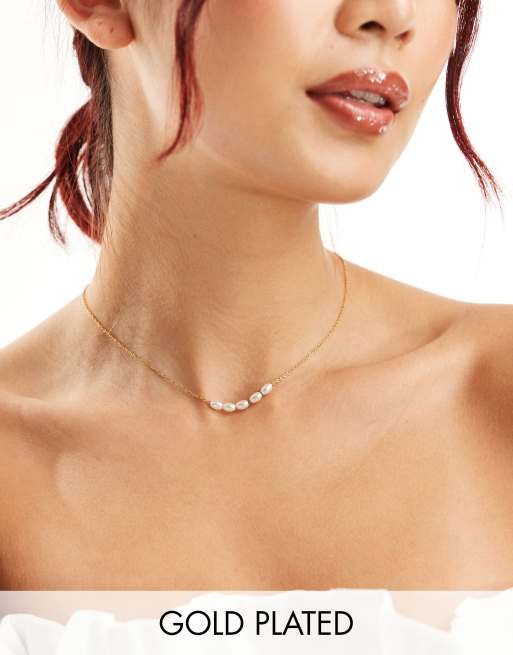 Lost Souls - Collier avec perles en acier inoxydable plaqué or 18 carats