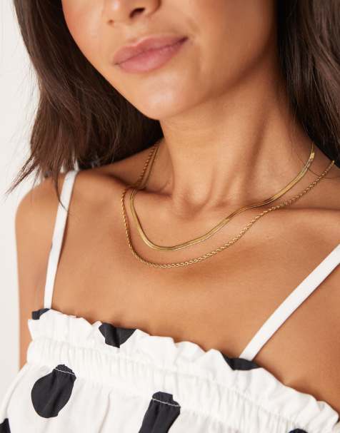 Lost Souls - Collier chaîne double rang en acier inoxydable plaqué or 18 carats - view 1