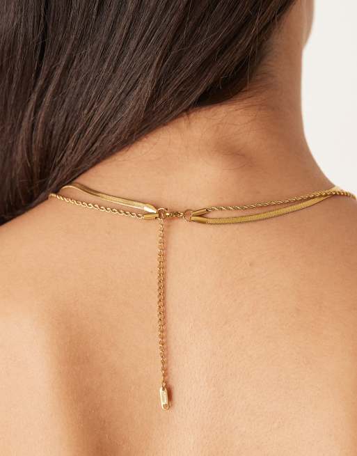 Lost Souls Collier chaîne double rang en acier inoxydable plaqué