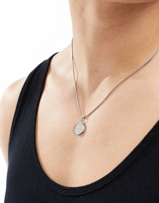 Lost Souls - Collier en acier inoxydable avec pendentif médaille gravée