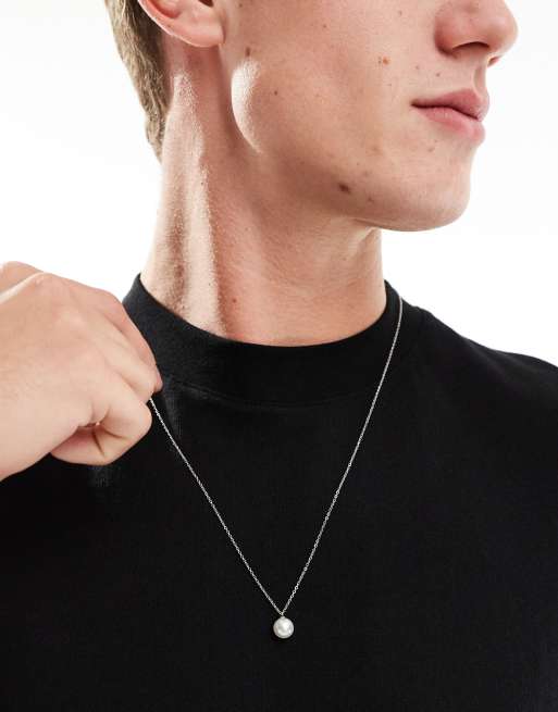 Lost Souls - Collier en acier inoxydable avec pendentif perle nacrée