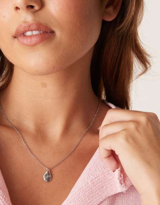 Lost Souls - Collier en acier inoxydable avec petit pendentif effet fondu - Argenté
