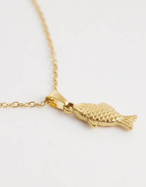 Lost Souls - Collier en acier inoxydable plaqué or 18 carats à pendentif poisson, 3 de 4