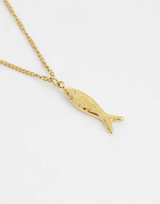 Lost Souls - Collier en acier inoxydable plaqué or 18 carats à pendentif poisson, 4 de 4