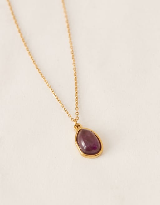 Lost Souls - Collier en acier inoxydable plaqué or 18 carats avec pendentif à pierre violette, 2 de 3