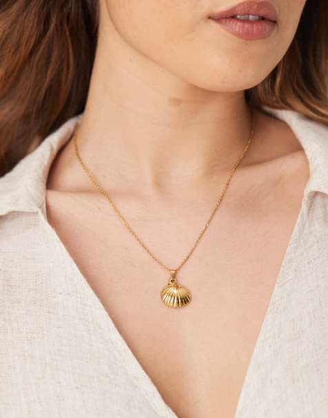 Lost Souls - Collier en acier inoxydable plaqué or 18 carats avec pendentif coquillage - view 1