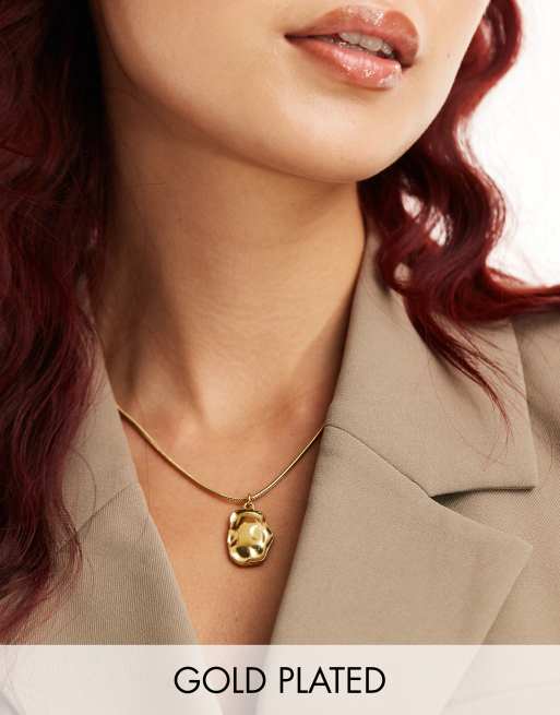 Lost Souls - Collier en acier inoxydable plaqué or 18 carats avec pendentif effet fondu