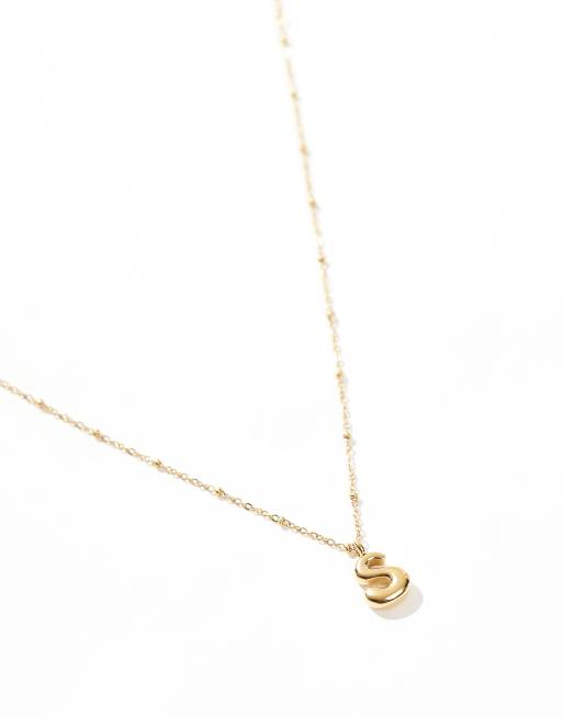Lost Souls - Collier en acier inoxydable plaqué or 18 carats avec pendentif S bombé , 4 de 4