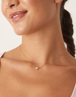 Lost Souls - Collier en acier inoxydable plaqué or 18 carats avec petit charm en cristal-Doré