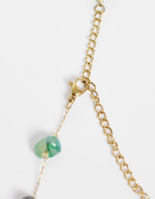 Lost Souls - Collier en acier inoxydable plaqué or 18 carats orné de pierres naturelles, 4 de 4