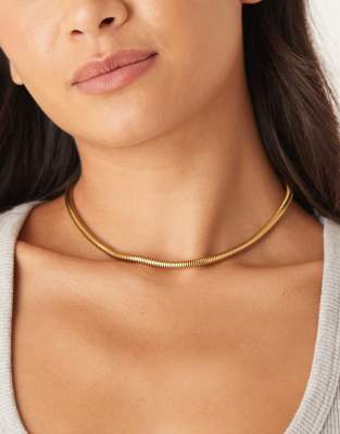 Lost Souls - Collier en maille serpentine ronde d'acier inoxydable plaqué or 18 carats-Doré